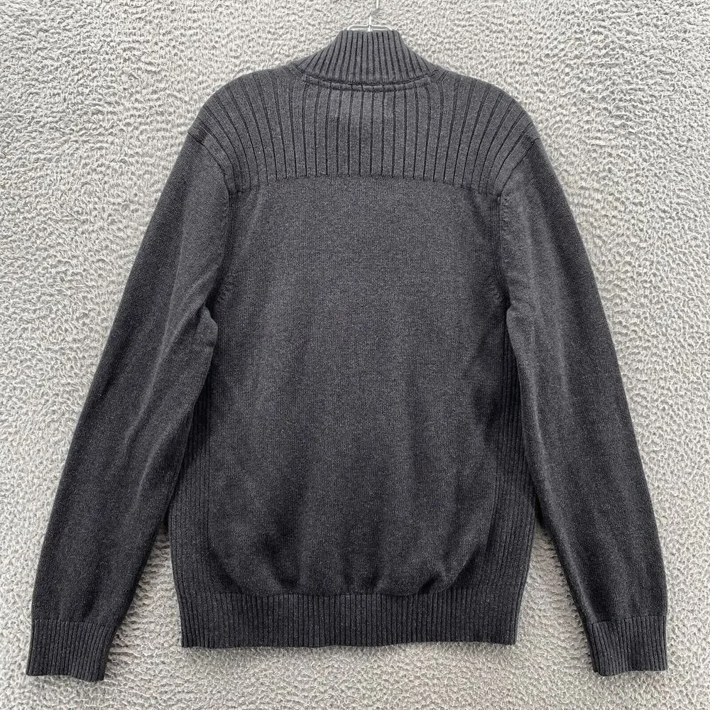 Eddie‎ Bauer Sweater Mens Medium Charcoal Gray Cardigan Knit Full Zip Dad Casual